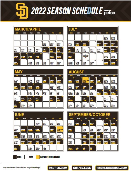Padres 2022 Schedule Printable 2023 Calendar Printable